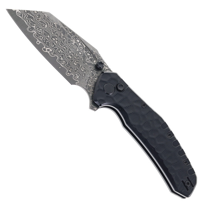 Critical Strike Shamu Folding Knife Black G10 Handle Damascus Plain Edge B510-BKTM