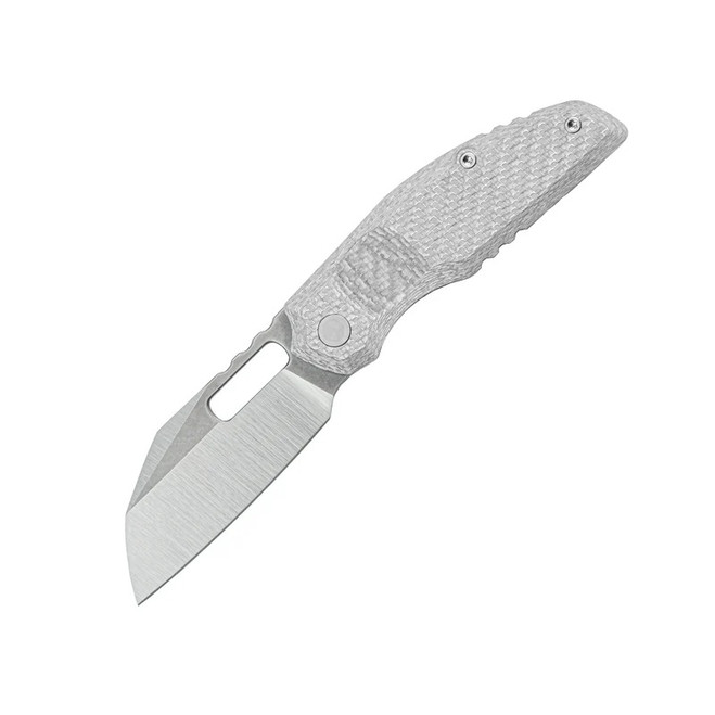Molsect Decay Folding Knife Silver Carbon Fiber/Titanium Handle S90V Sheepsfoot Plain Edge Stonewash/Belt Satin Finish MUC808DS
