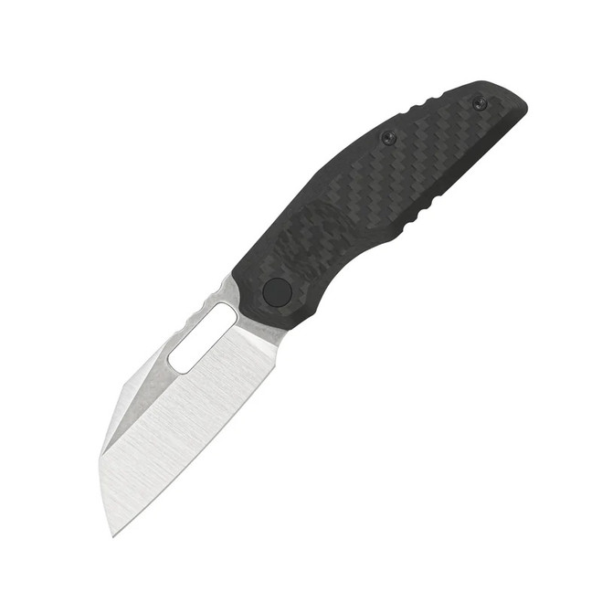 Molsect Decay Folding Knife Black Carbon Fiber/Titanium Handle S90V Plain Edge Stonewash/Belt Satin Finish MUC808DC