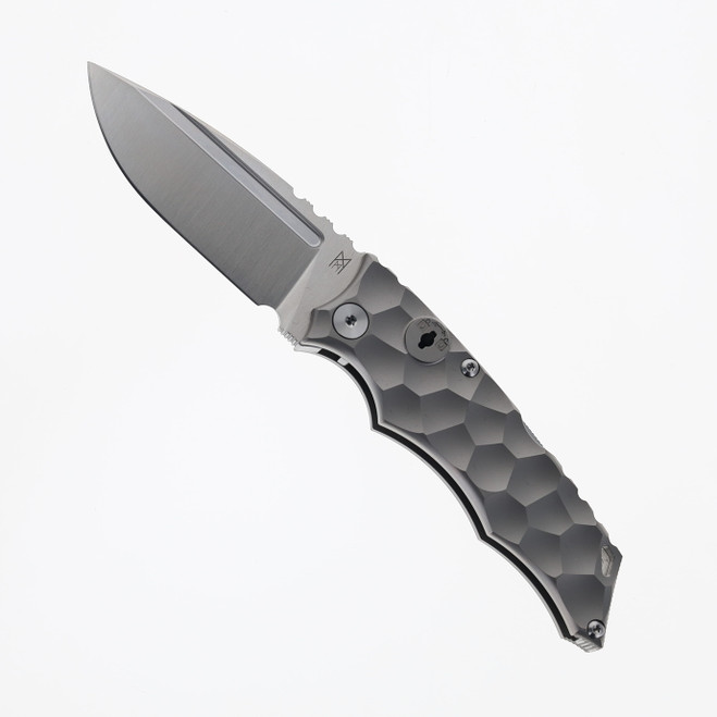 Midgards Messer Folding Knife Gray Titanium Handle 14C28N Drop Point Plain Edge Satin Finish MM-KEY-KNF-FLD