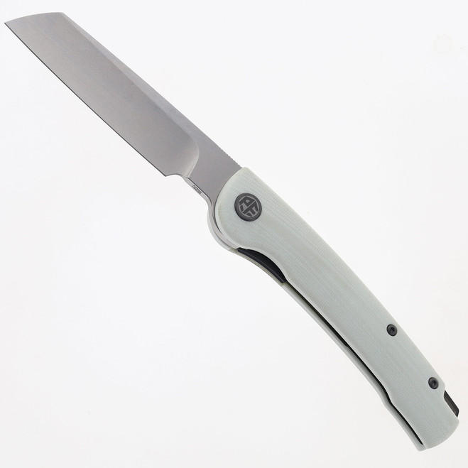 Open Box/Return Petrified Fish Scholar Pocket Knife Stonewashed 154CM Blade White G10 Handle PFE04-WW