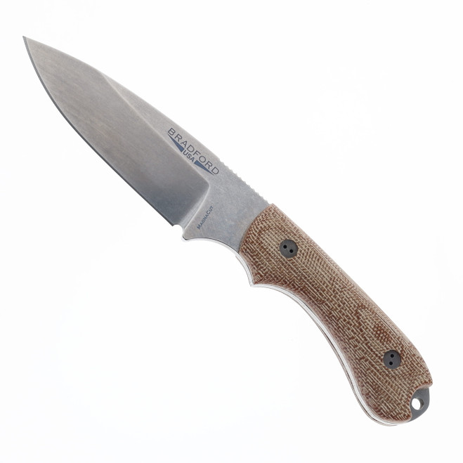 Bradford Knives Guardian 3.2 Fixed Blade Knife 3D Natual Micarta Handle MagnaCut Plain Edge Stonewash Finish 3.2S-104-MC