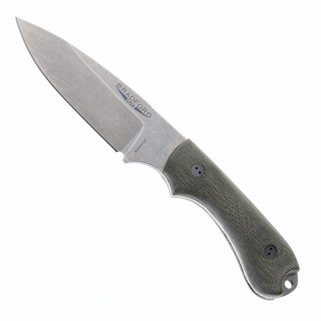 Bradford Knives Guardian 3.2 Fixed Blade Knife 3D OD Green Micarta Handle MagnaCut Plain Edge Stonewash Finish 3.2S-102-MC