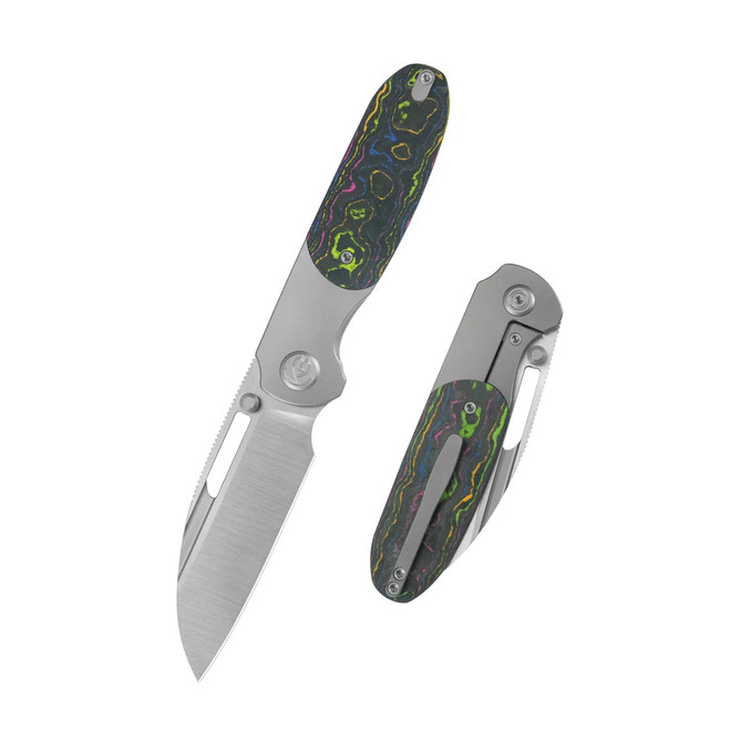 KB Icicle Folding Knife Sandblast Titanium/80's Camo Carbon Handle