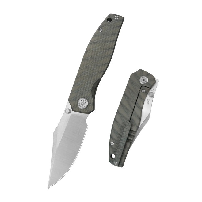 KB Classico Folding Knife Flame Titanium Handle M390 Clip Point Plain Edge Belt Satin Finish KB478B
