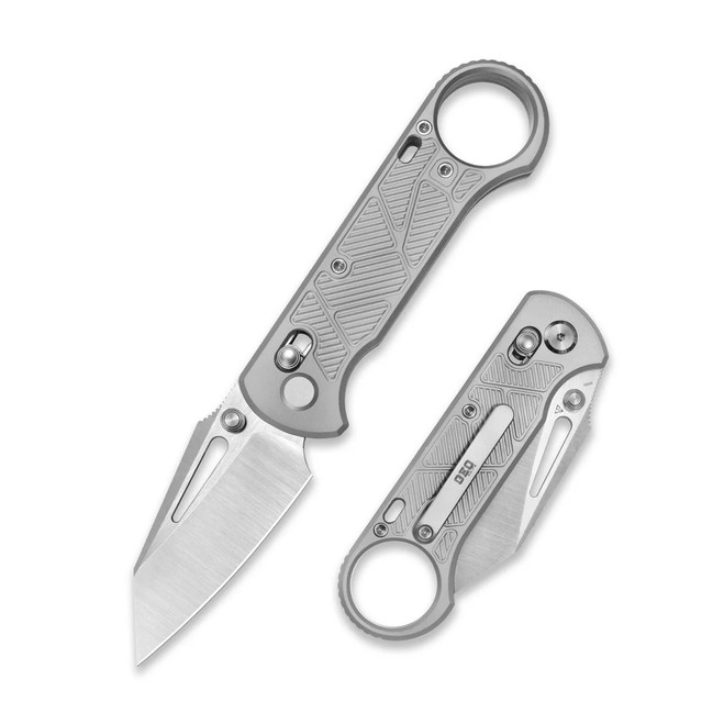 GEO Folding Knife Gray Titanium Handle M390 Drop Point Hand Rubbed Satin/Stonewash Finish GEO2511A
