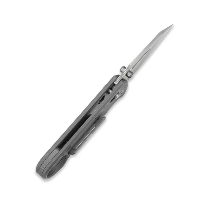 と GEO Folding Knife Dark Titanium Handle M390 Drop Point Plain Hand