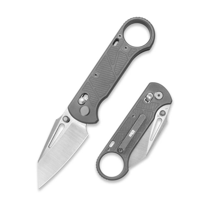 GEO Folding Knife Dark Titanium Handle M390 Drop Point Plain Hand Rubbed Satin Stonewash Blade GEO2511B