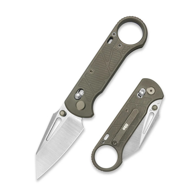 GEO Folding Knife Bronze Titanium Handle M390 Drop Point Plain Hand Rubbed Satin Stonewash Blade GEO2511C