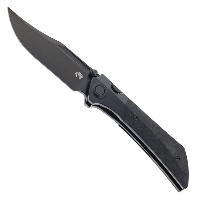 Gecko Dune Folding Knife Black Shred Carbon Fiber Handle M390 Bowie Plain Edge Black DLC Finish GCKW-Dune-A2 (pre-order)