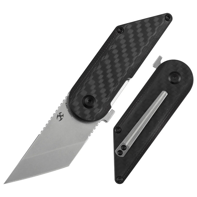 Kansept Dash Folding Knife Black Twill Carbon Fiber/G10 Handle 154CM Sheepsfoot Plain Edge Satin Finish T2045A1