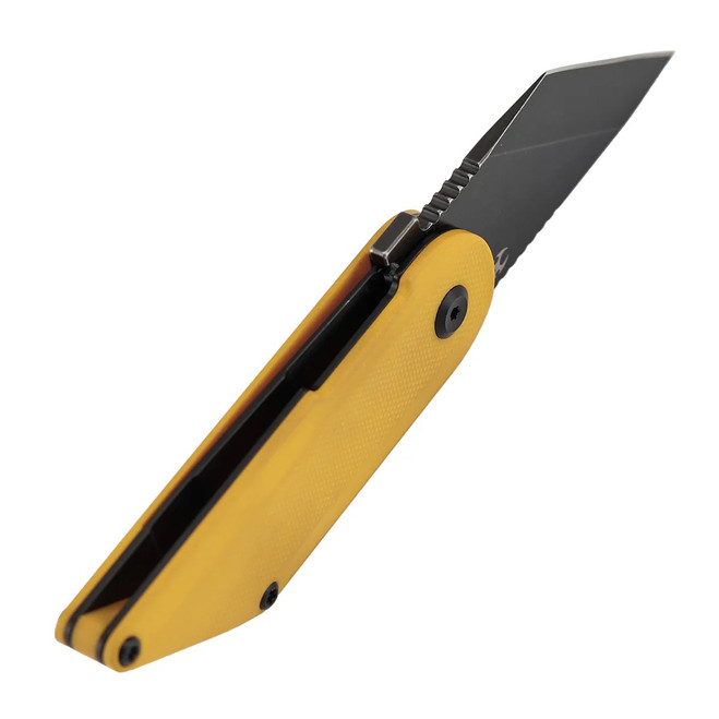 mini Kansept Dash Folding Knife Yellow G10 Handle 154CM Tanto Plain