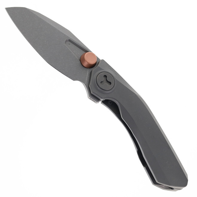 Reate Knives VK-FROK Folding Knife Darkwashed Titanium Handle 3.2" Darkwashed Elmax Blade