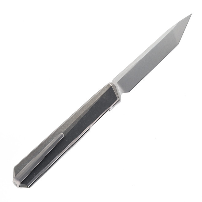 ＊momomo＊ Remette Eligo Folding Knife Gray Titanium Handle M390 Tanto Plain