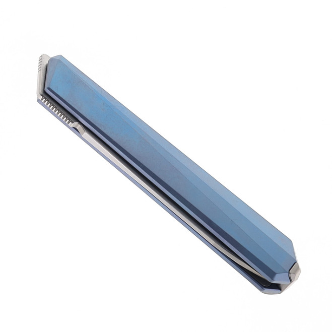 CPM Remette, Eligo, Folding, Knife Blue Titanium Handle M390 Tanto