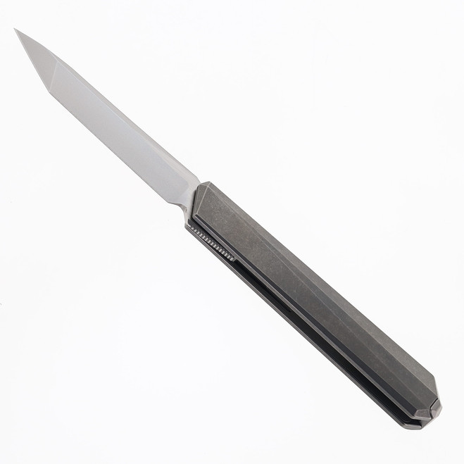 Remette Eligo Folding Knife Gray Titanium Handle M390 Tanto Plain Edge Pearlescent Finish EGB5