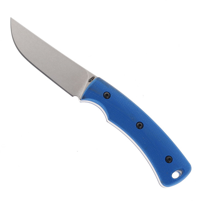 Three Rivers TagAlong Fixed Blade MagnaCut Blade Blue G10 Handle Taco Leather Sheath