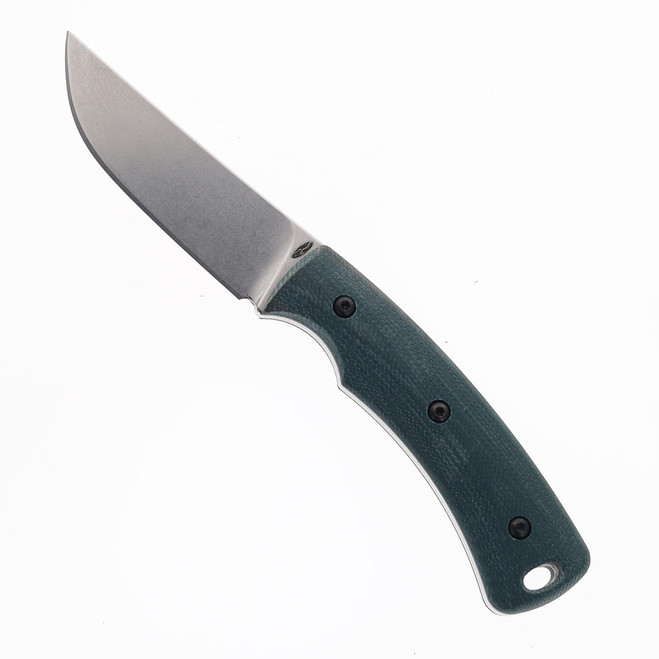 Three Rivers TagAlong Fixed Blade MagnaCut Blade Forest Green G10 Handle Taco Leather Sheath