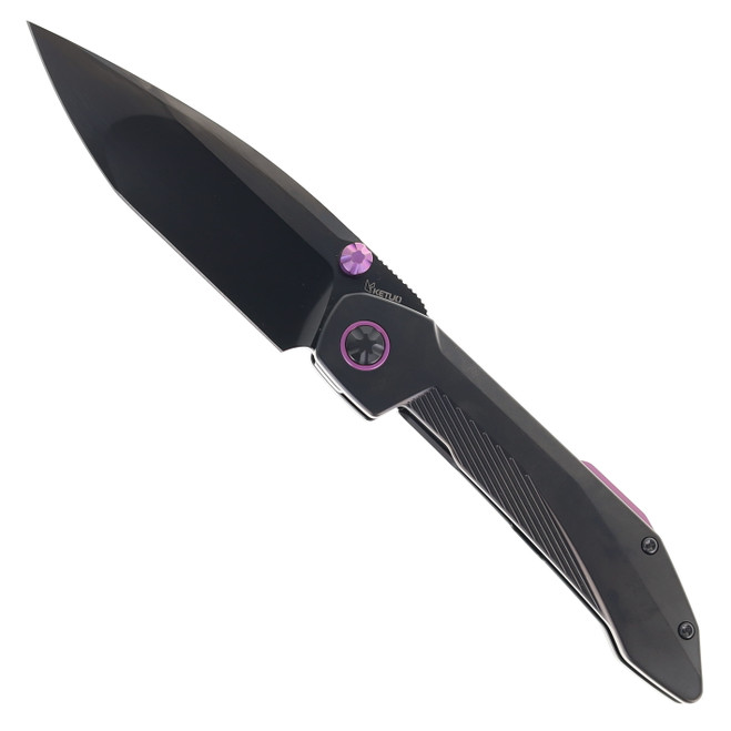 Ketuo Folding Knife Stabitha Titanium/Purple Accents Handle M390 Drop Point Plain Edge DLC FinishFolding Knife Titanium/Purple Accents Handle M390 Drop Point Plain Edge DLC Finish