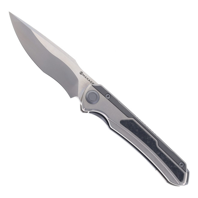 (No Box) Maxace Kestrel Framelock Gray TC4 Titanium Folding Big Spearhead M390 Knife MKT203