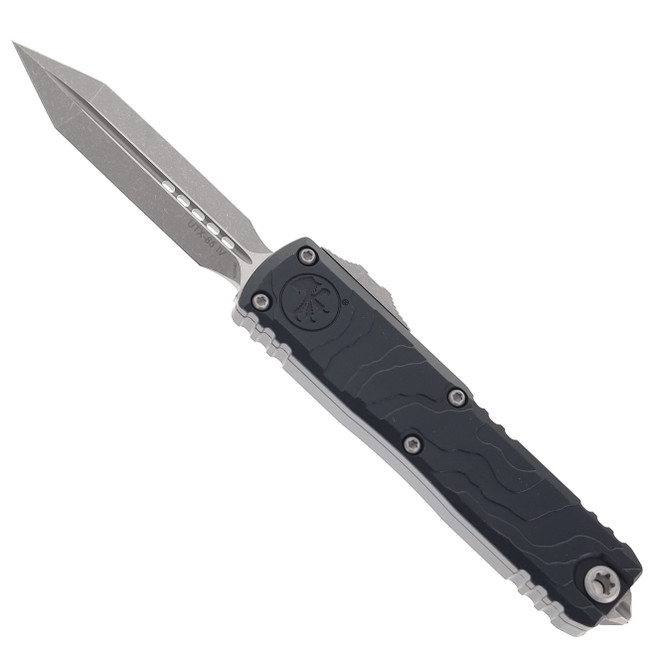 Microtech UTX-85 Gen IV OTF Automatic Knife Apocalyptic M390MK Blade Black Topographic Aluminum Deep Engraved Handle 12304TP-10AP