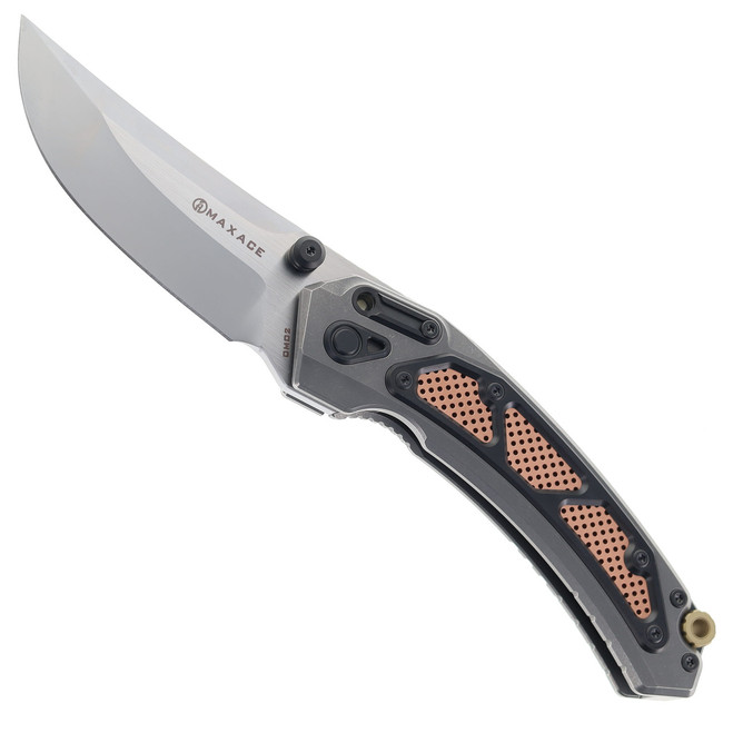 (No Box) Maxace Blacklight 01 Folding Knife Titanium/Brass/Copper Handle M390 Plain Edge OM02-1-A