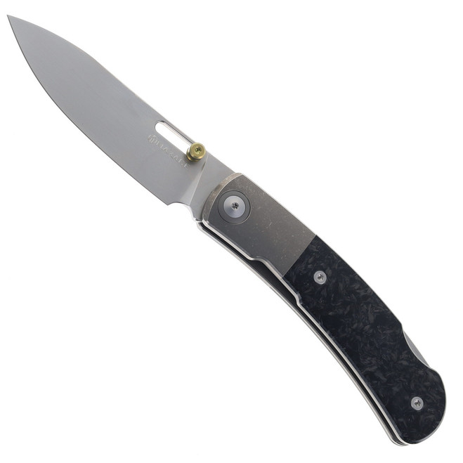 (No Box) Maxace Beetle 2 Folding Knife Titanium & Carbon Fiber Handle M398 Plain Edge Stonewash Finish MM36-1-F