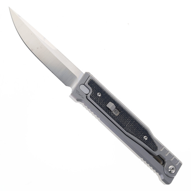 (Chip in blade) Open Box/Returned Reate OG EXO Knife Titanium w/ Black Micarta Drop Point Elmax Blade