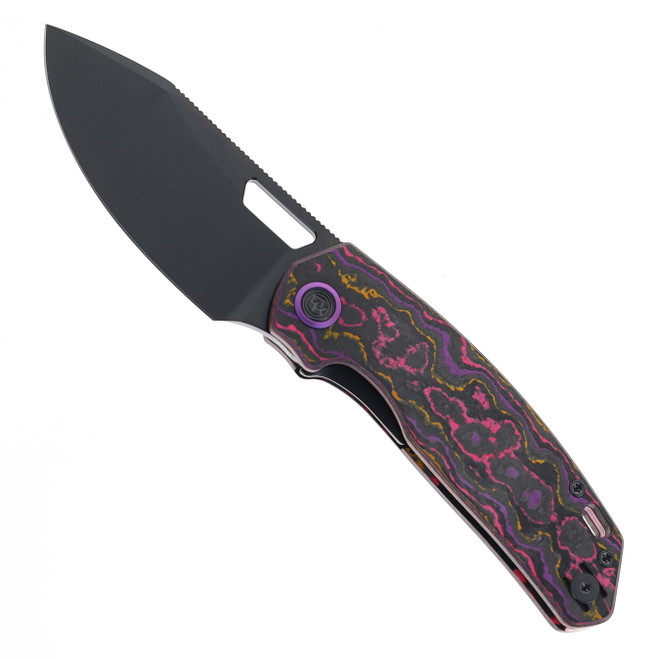 (Coming Late July) Divo Knives Growler V3 Folding Knife POP FatCarbon Handle DLC 154CM Blade