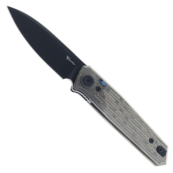 (Strong Detent) Open Box/Returned Reate PL-6 Folding Knife Black Micarta Handle Nitro-V Plain Black PVD Blade