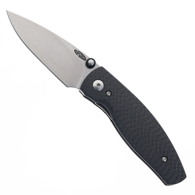 TRM Neutron 2 Folding Knife Carbon Fiber 3D Handle MagnaCut Drop Point Plain Stonewash Finish N2-CF3D