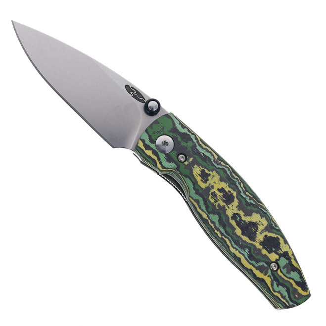 TRM Neutron 2 Folding Knife Toxic Storm Fat Carbon 3D Handle MagnaCut Drop Point Plain Edge Stonewash Finish