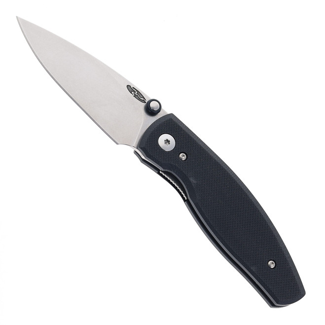 TRM Neutron 2 Folding Knife Jet Black G10 Flat Handle MagnaCut Drop Point Plain Edge Stonewash Finish