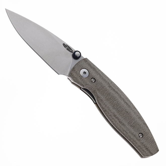 TRM Neutron 2 Folding Knife OD Green Micarta 3D Handle MagnaCut Drop Point Plain Edge Stonewash Finish