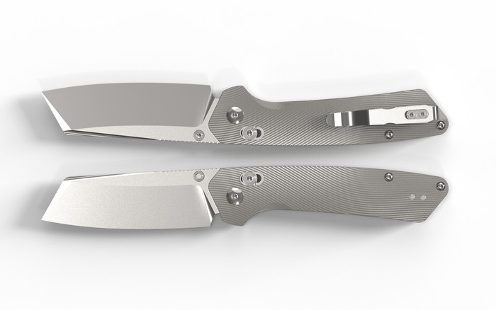 (Available Sep) Exclusive Kizer Madrac AirTi Slim Profile Folding Knife Textured Titanium Handle M390 Blade K3693ACSE1