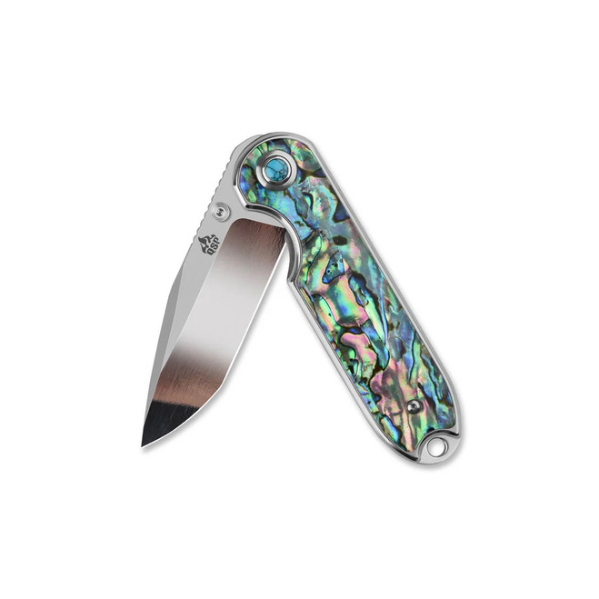 QSP Nebula Folding Knife Abalone Handle 14C28N Clip Point Plain