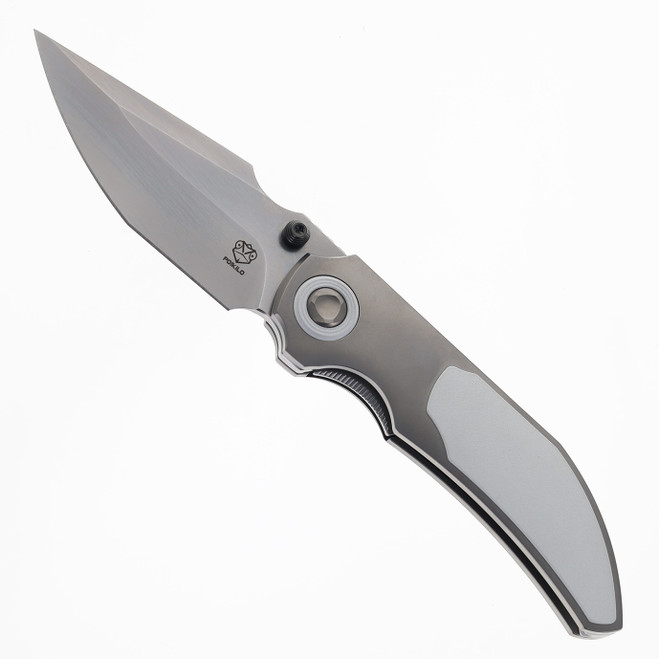 Poikilo Blade CK CASQUE Standard Folding Knife Titanium & White Inlay Handle M398 Harpoon PSW Finish