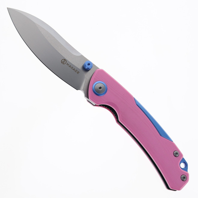 Maxace Toucan Folding Knife Pink G10 Handle 3.9" Drop Point Blade  OM05-2-C