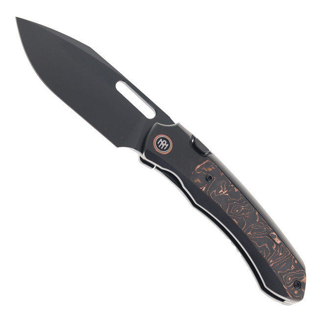Remette RT-Orca Folding Knife Black Titanium & Copper Foil Carbon Fiber Handle DLC M390 Blade ORCATB