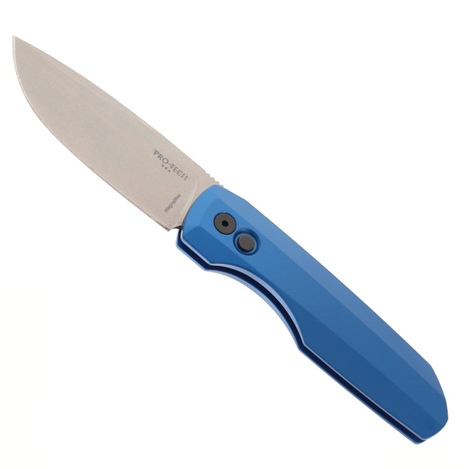 Pro-Tech Vero Synapse 2 Automatic Folding Knife Blue Aluminum Stonewashed MagnaMax Blade