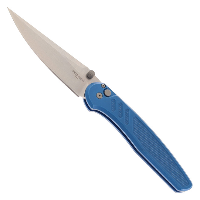 Pro-Tech Avalon Thumb Stud Blue Aluminum Handle Stonewashed Magnacut Blade PN1101-BW-BLUE