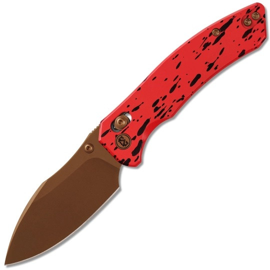 M Miguron Norsa Folding Knife Red PVD Aluminum Handle D2 Drop Point Plain Edge Rose Gold PVD Finish MGR820ARD