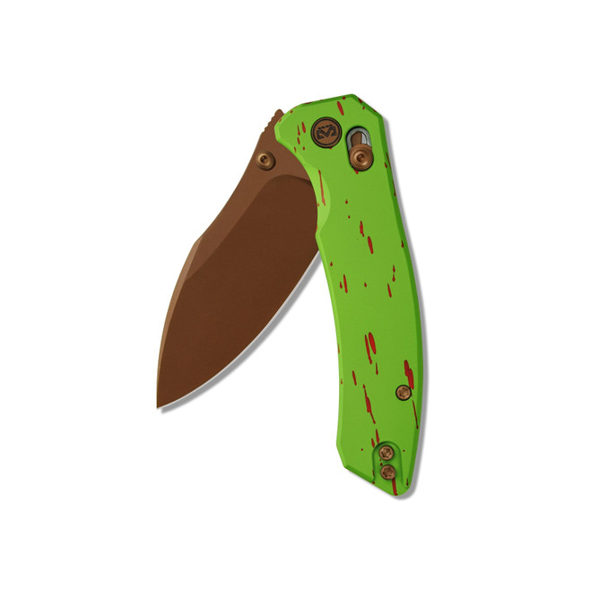 M Miguron Norsa Folding Knife Green PVD Aluminum Handle D2 Drop