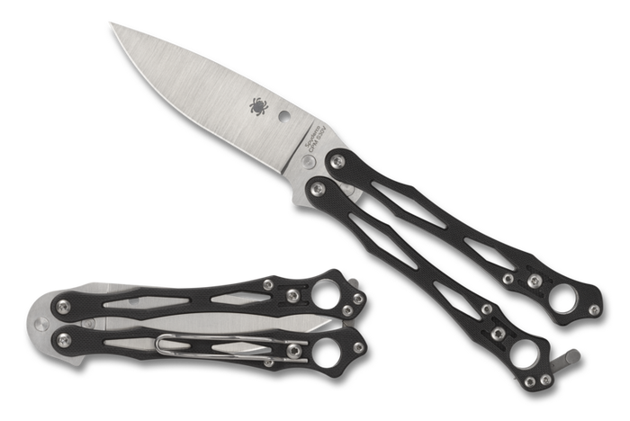 Spyderco Smallfly2 Butterfly Folding Knife Black G10 Handle S30V Plain Edge B02GP2
