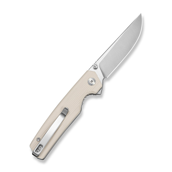SENCUT Stria Folding Knife Off White G10 Handle D2 Plain Edge