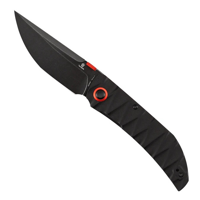 Tenable Tarkin Folding Knife Black Faceted Wave G10 Handle 3.40" Blackwashed Nitro-V Blade B1078A3