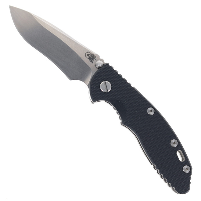 Hinderer Knives XM-18 3.25" Recurve Folding Knife (Non-Flipper) Black G10 Working Finish Titanium Handle Stonewashed Magnacut Blade