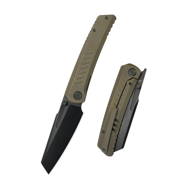 KB Knives Insomnia Folding Knife Bronze Anodized Titanium Handle 3.46" DLC Satin M390 Tanto Blade KB441C