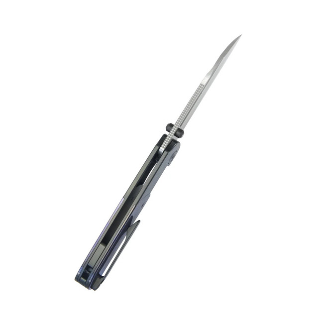 KB Icicle Folding Knife Black DLC Titanium Handle Zircuti Inlays