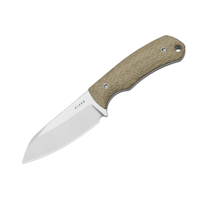 (Coming August 1st) Kizer Field Mouse Fixed Blade Knife Brown Norplex UltreX Micarta Handle 14C28N Plain Edge Satin Finish 1135A4
